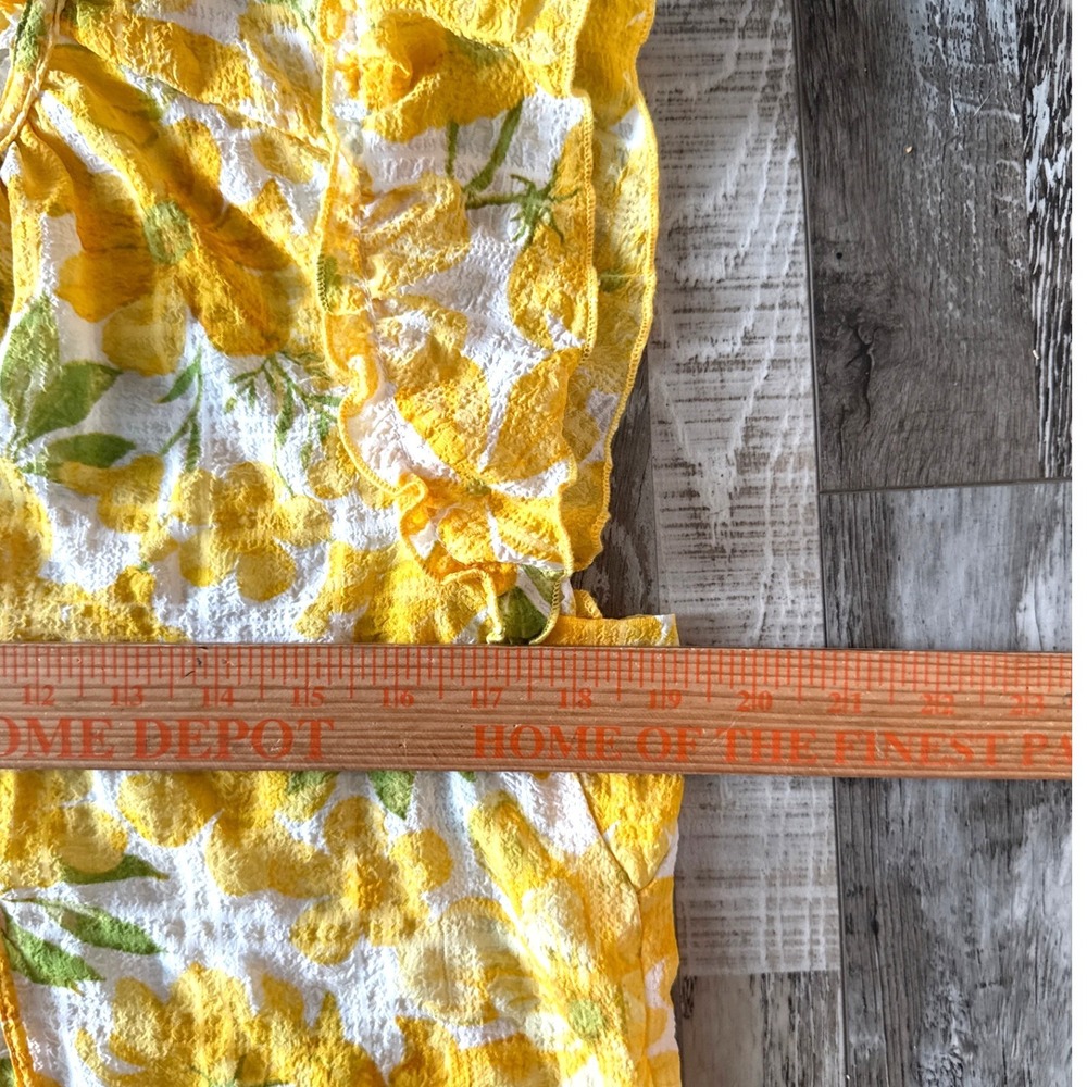 Haver London Yellow Floral Seersucker Blouse Medium Cottagecore Vibrant Summer - Picture 8 of 9